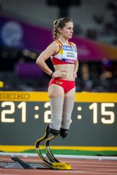 Sara Andrs gana la medalla de bronce en 400 metros T44 durante el Campeonato del Mundo de Atletismo Paralmpico de Londres.