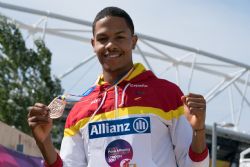 Deliber Rodrguez gana la medalla de bronce en los 400 metros T20 durante el Mundial de Atletismo Paralmpico de Londres.