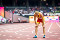 Jos Luis Fernndez en la final de los 400 metros T12 en el Mundial de Atletismo Paralmpico de Londres.