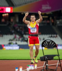 Hctor Cabrera consigue la medalla de bronce en lanzamiento de jabalina F13 durante el Campeonato del Mundo de Atletismo Paralmpico de Londres.