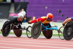 Jordi Madera en las series de 5.000 metros T54 en el Mundial de Atletismo Paralmpico Londres 2017