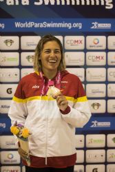 Michelle Alonso consigue la medalla de oro en 100 metros braza SB14, durante la primera jornada del Mundial de Natacin Paralmpica Mxico 2017.