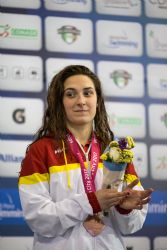 Ariadna Edo gana la medalla de bronce en 100 metros libre S13 durante la segunda jornada del Mundial de Natacin Paralmpica de Mxico 2017.