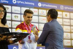 scar Salguero gana la medalla de bronce en 200 metros estilos SM9 durante la tercera jornada del Mundial de Natacin Paralmpica de Mxico 2017.