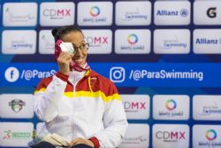 Teresa Perales gana la medalla de plata en 50 metros espalda S5  durante la tercera jornada del Mundial de Natacin Paralmpica de Mxico 2017.