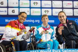 Teresa Perales gana la medalla de plata en 50 metros espalda S5  durante la tercera jornada del Mundial de Natacin Paralmpica de Mxico 2017.