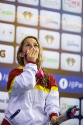 Judit Rolo consigue la medalla de bronce en 50 metros mariposa S7 durante la cuarta jornada del Campeonato del Mundo de Natacin Paralmpica Mxico 2017.