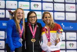 Judit Rolo consigue la medalla de bronce en 50 metros mariposa S7 durante la cuarta jornada del Campeonato del Mundo de Natacin Paralmpica Mxico 2017.