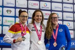 Mara Delgado consigue la medalla de plata en 50 metros libre S12 durante la cuarta jornada del Campeonato del Mundo de Natacin Paralmpica Mxico 2017.