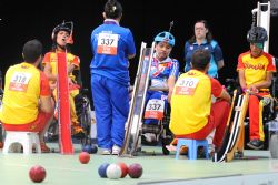 Equipo Paralmpico espaol de boccia contra Tailandia.