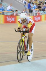 El ciclista Maurice Eckhart en la prueba de persecucin.