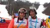 Gabriel Gorce y Arnau Ferrer tras ganar la medalla de bronce en la supercombinada.