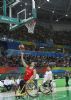 Pablo Zarzuela (7) se dispone a anotar en el Japn-Espaa (39-55) de la segunda jornada del torneo paralmpico de baloncesto