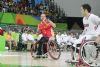 Asier Garca (13) lanza un ataque en el partido de baloncesto Japn-Espaa (39-55)