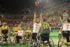 Alejandro Zarzuela (9) lanza a canasta en una accin del partido de baloncesto entre Espaa y Australia (75-64) de la cuarta jornada del torneo paralmpico de baloncesto