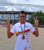 Joan Munar recoge la medalla de bronce en los 100 metros T12 durante el Campeonato del Mundo de Atletismo Paralmpico de Londres.