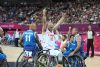 Ismael Garca, celebrando la primera victoria del equipo Paralmpico Espaol contra  Italia.