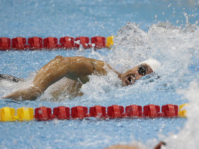 El nadador Sebastin Rodrguez compitiendo 