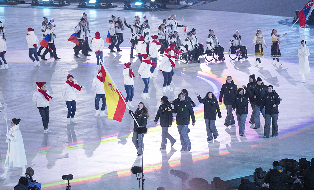 Equipo Paralímpico Español desfilando en Pyeongchang 2018