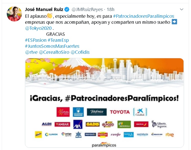 Mensaje de José Manuel Ruiz en Twitter