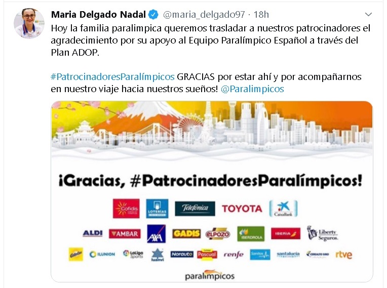 Mensaje de María Delgado en Twitter