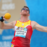 Héctor Cabrera, durante su participación en la prueba de Peso T12 en el Mundial de Dubái