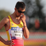 Lorenzo Albaladejo, momentos antes de comenzar su prueba de 400 metros T38 en el Europeo de Berlín.