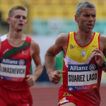 Alberto Suárez, durante la prueba de 5000 metros T13 en la que se proclamó subcampeón de Europa.