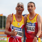 Pampano y González, tras su participación en la prueba de 400 metros T36 del Europeo de Berlín.