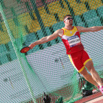 Héctor Cabrera, durante la competición de Disco T12 en el Campeonato de Europa de Berlín.