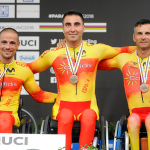 Sergio Garrote, Luismi Marquina e Israel Rider, con sus medallas de la Copa del Mundo de Canadá en 2018.