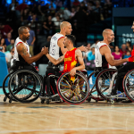 Partido equipo español baloncesto en silla de ruedas