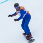 Imagen de Astrid Fina durante la carrera de banked slalom de los Juegos Paralímpicos de Pyeongchang 2018.