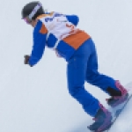 Imagen de Astrid Fina durante la carrera de banked slalom de los Juegos Paralímpicos de Pyeongchang 2018.