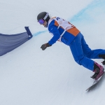 Imagen de Víctor González durante la carrera de banked slalom de los Juegos Paralímpicos de Pyeongchang 2018.