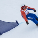 Imagen de Víctor González durante la carrera de banked slalom de los Juegos Paralímpicos de Pyeongchang 2018.