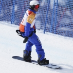 Imagen de Víctor González en la prueba de snowboard cross de los Juegos Paralímpicos de Pyeongchang 2018.