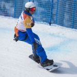 Imagen de Víctor González en la prueba de snowboard cross de los Juegos Paralímpicos de Pyeongchang 2018.