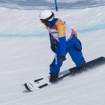 Imagen de Víctor González en la prueba de snowboard cross de los Juegos Paralímpicos de Pyeongchang 2018.