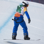 Imagen de Víctor González en la prueba de snowboard cross de los Juegos Paralímpicos de Pyeongchang 2018.