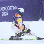 Javier Marcos en la 1ª manga del slalom, Milán Cortina 2026