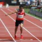 Maximiliano Rodríguez, en la semifinal de los 100 metros (clase T12) en el Mundial de Lyon 2013.