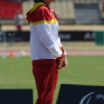 Sara Martínez Puntero, con su medalla de bronce en el salto de longitud del Mundial de Lyon 2013.