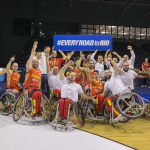 La selección española de basket en silla, tras lograr la quinta plaza y la clasificación para los Juegos de Río 2016 en el Europeo BSR 2015.