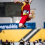 Iván Cano, durante la prueba de salto de longitud en el Mundial de Atletismo Doha 2015.