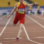 Diego Sancho, en la prueba de 100 metros T13 del Mundial de Atletismo Doha 2015.