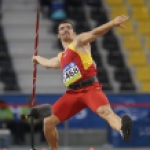 Héctor Cabrera, en la prueba de Lanzamiento de Jabalina T12 del Mundial de Atletismo Doha 2015.