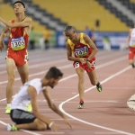Jose Pámpano acaba una de las pruebas del Mundial de Atletismo Doha 2015.