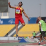 Xavi Porras, en la prueba de salto de longitud T11 del Mundial de Atletismo Doha 2015.