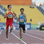 Lorenzo Albaladejo, durante la final de 400 metros T38 del Mundial de Atletismo Doha 2015.